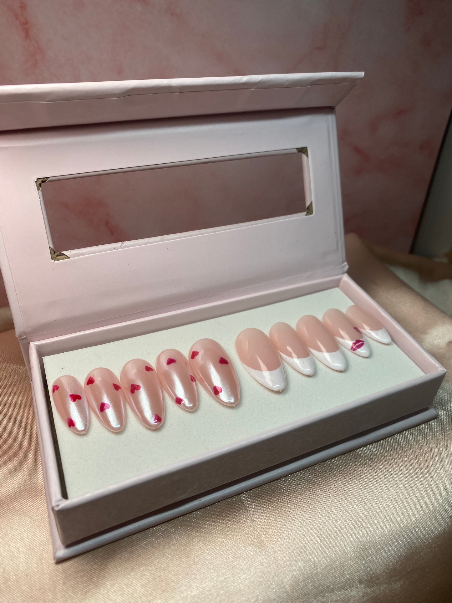 Rosie - Pink Chrome with Red Hearts