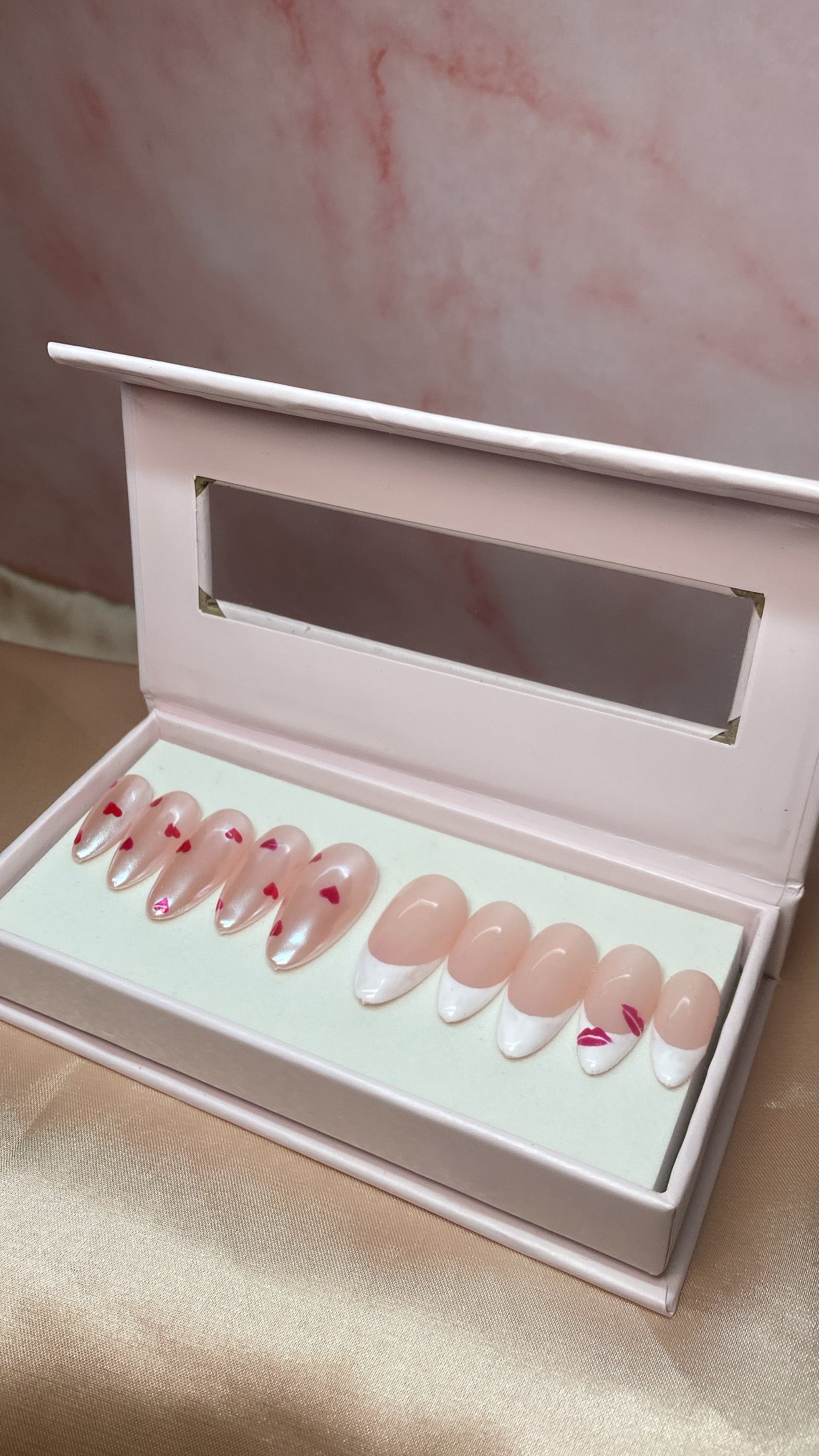 Rosie - Pink Chrome with Red Hearts